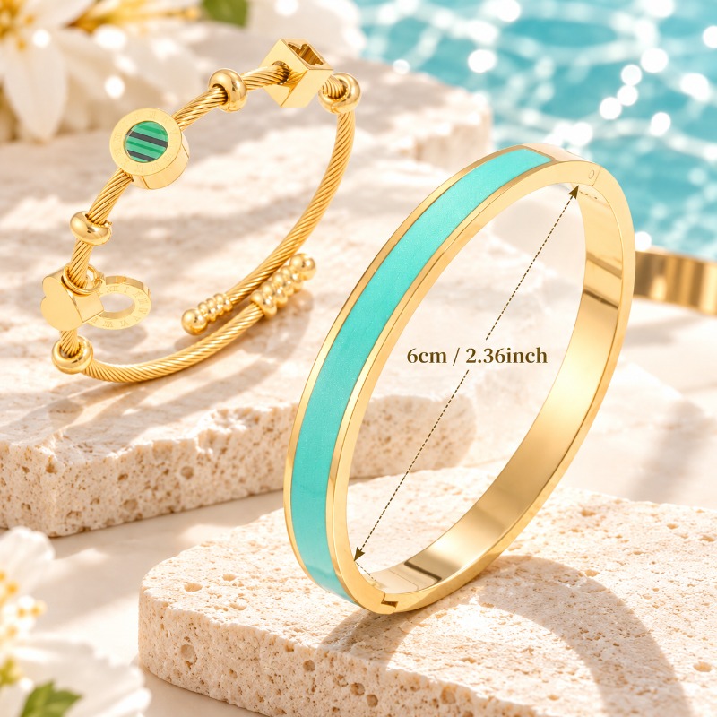 2pcs Unisex 18K Golden Plated Exquisite Bangle Set